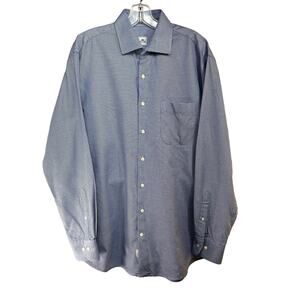 Peter Millar Button Front Shirt Men's Large Blue White Check 100% Cotton L/S